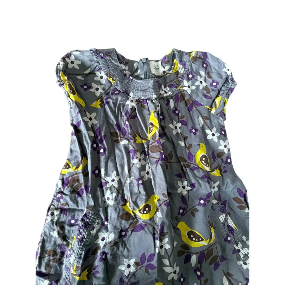 Mini Boden bird print grey dress‎